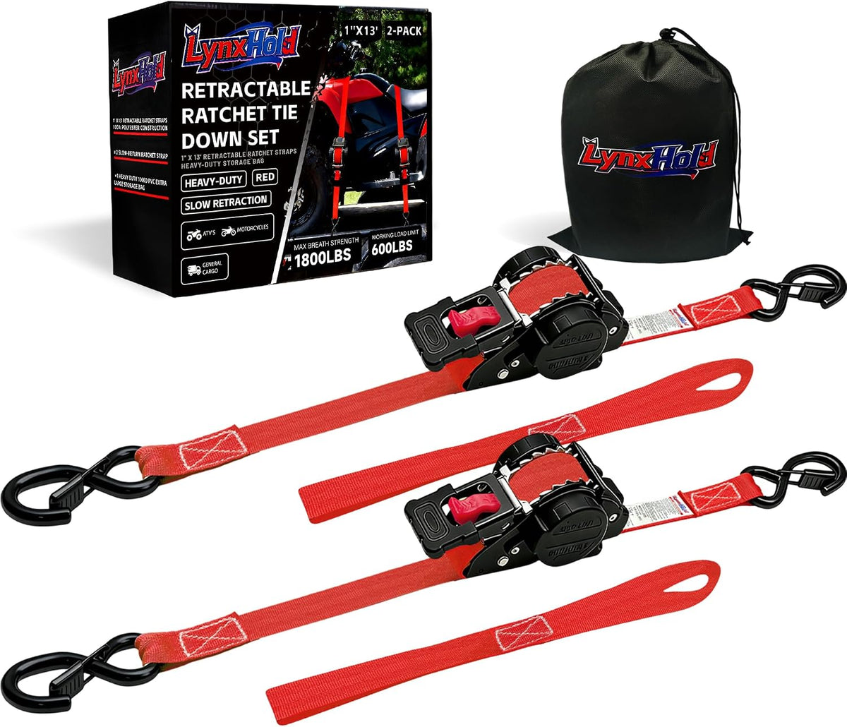 Retractable Ratchet Straps 1" x 13 Ft