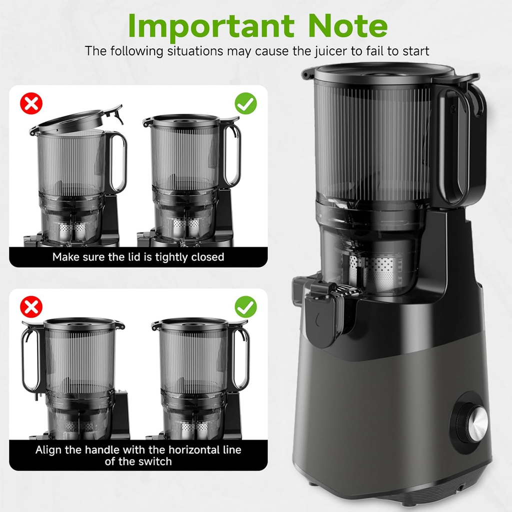 Cold Press Juicer, 5.8" Wide Feed Chute Juice Extractor Machine with 400W, High Juice Yield, Slow Masticating Juicer for Whole Vegetables & Fruits, Dark Grey