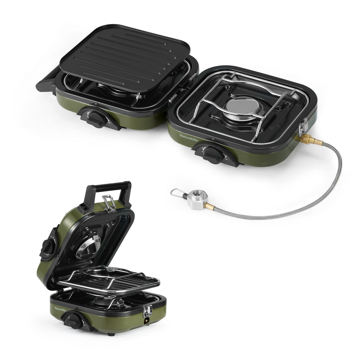 Naturehike Phantom 2-Burner Folding Camping Stove main product image, showing the compact stainless steel design on a clean white background.